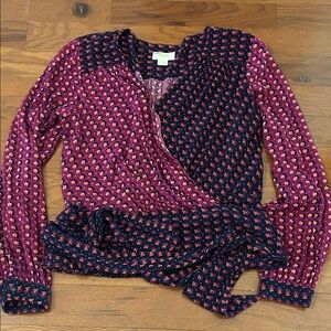 Anthropologie Maeve Floral Blouse in Pink and Orange